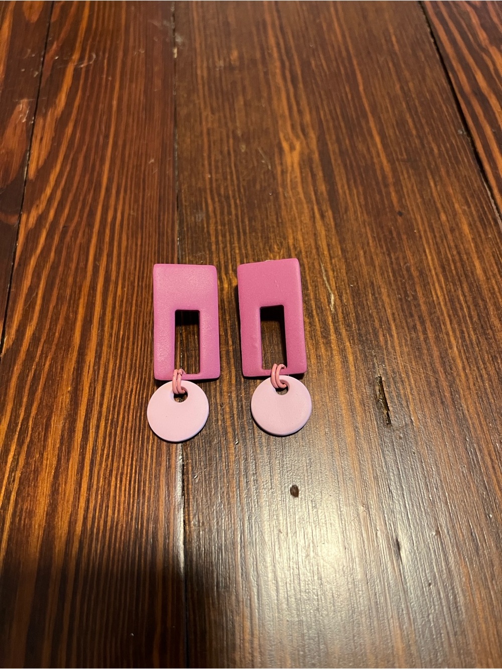 Pink Geometric Drop Earrings
